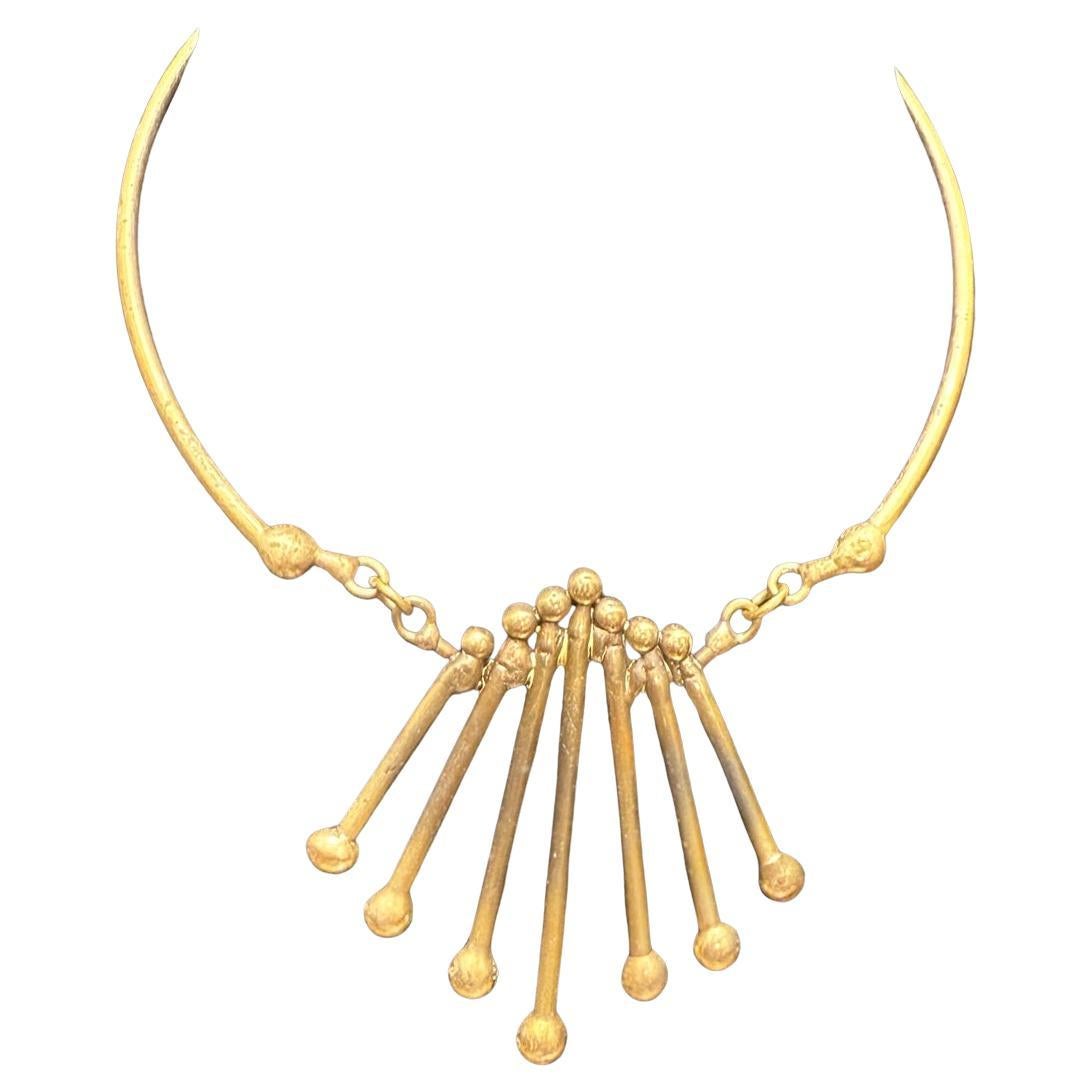 1970s Brass Spore Choker Necklace Style of Pal Kepenyes