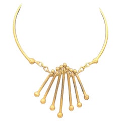 1970s Brass Spore Choker Necklace Style of Pal Kepenyes