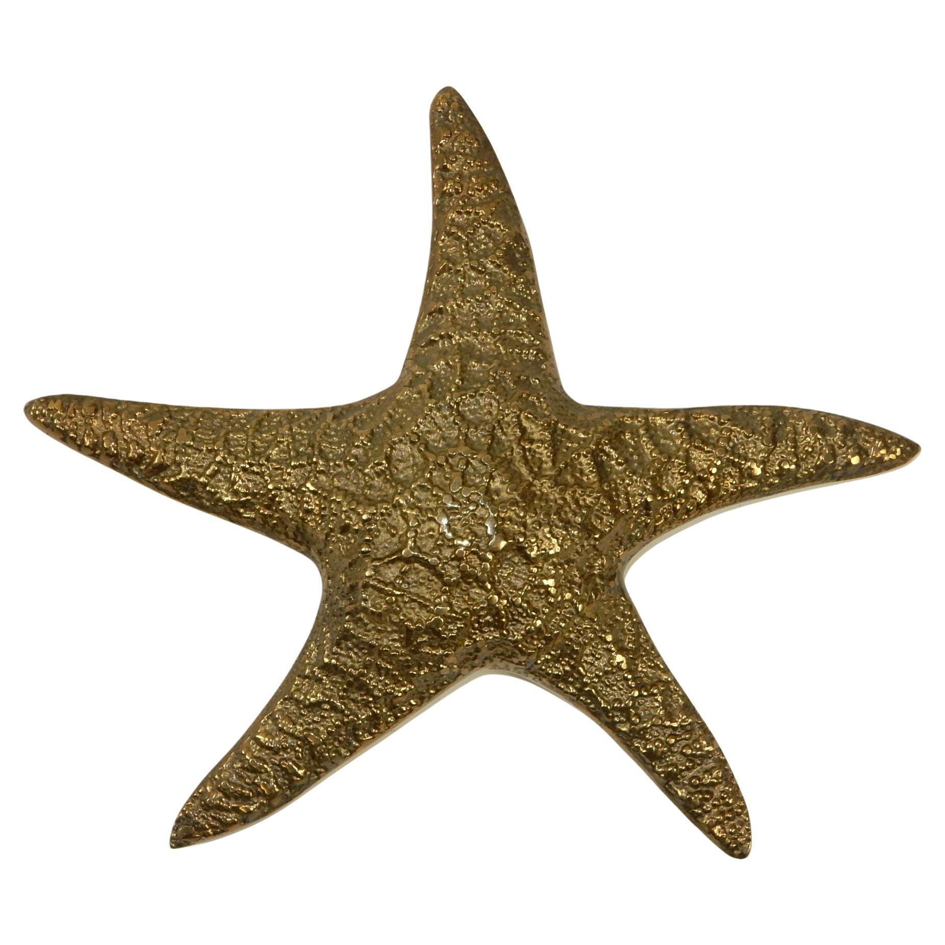 Late 20th Century 1970's Brass Starfish Sculpture Life-Size For Sale