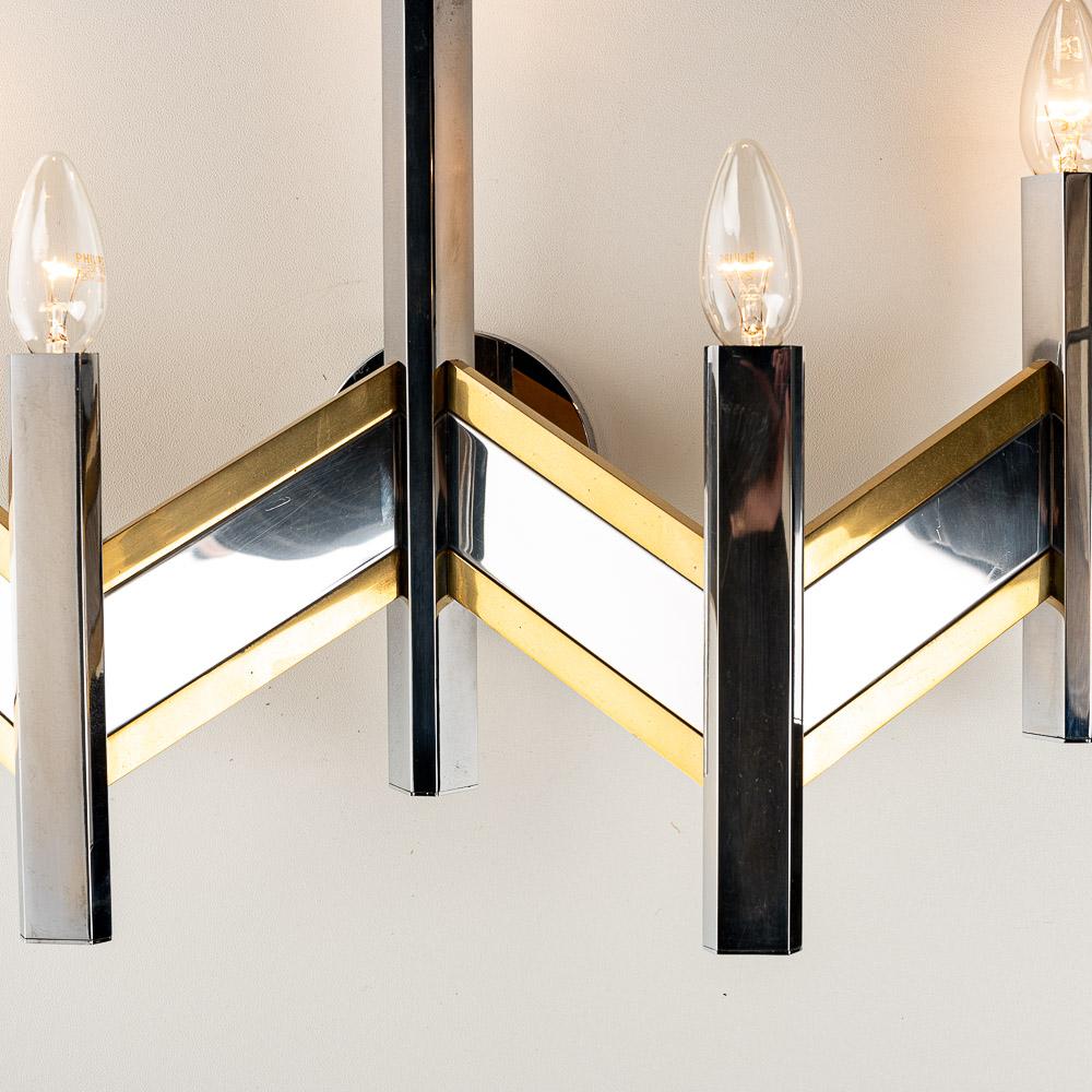 1970’s Brass and Steel Sconce by Gaetano Sciolari  For Sale 2