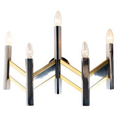 1970’s Brass and Steel Sconce by Gaetano Sciolari 