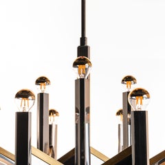 1970’s Brass & Steel Chandelier by Gaetano Sciolari