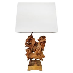 1970s Brass Table Lamp with Sandstone Bloom by Willy Daro
