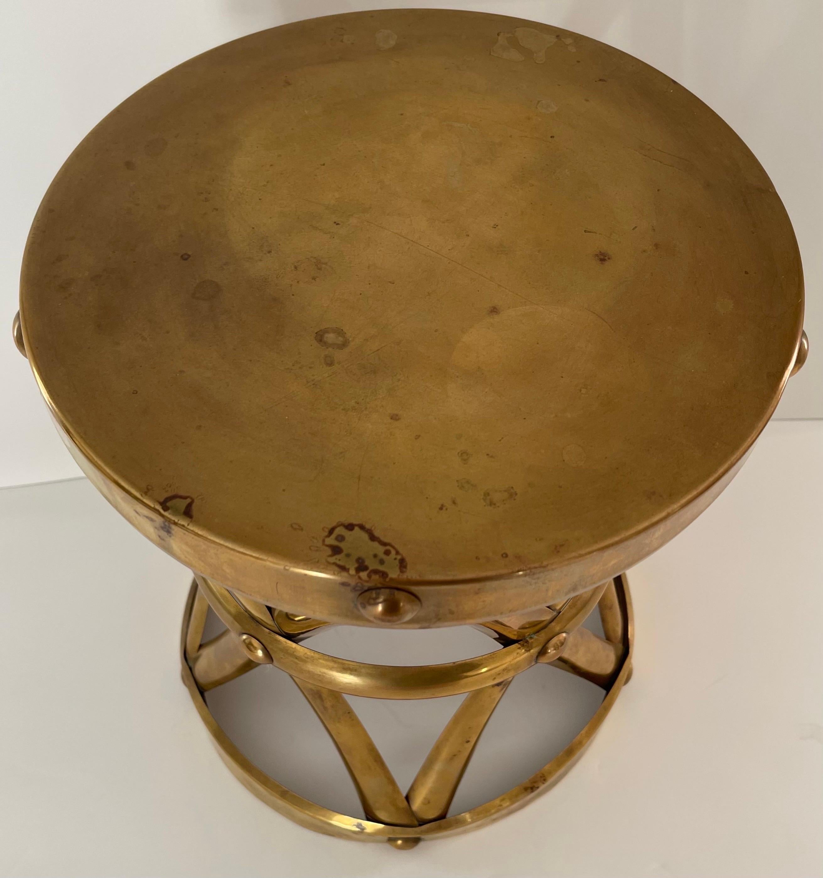 Modern 1970s Brass Tabouret Stool or Side Table For Sale