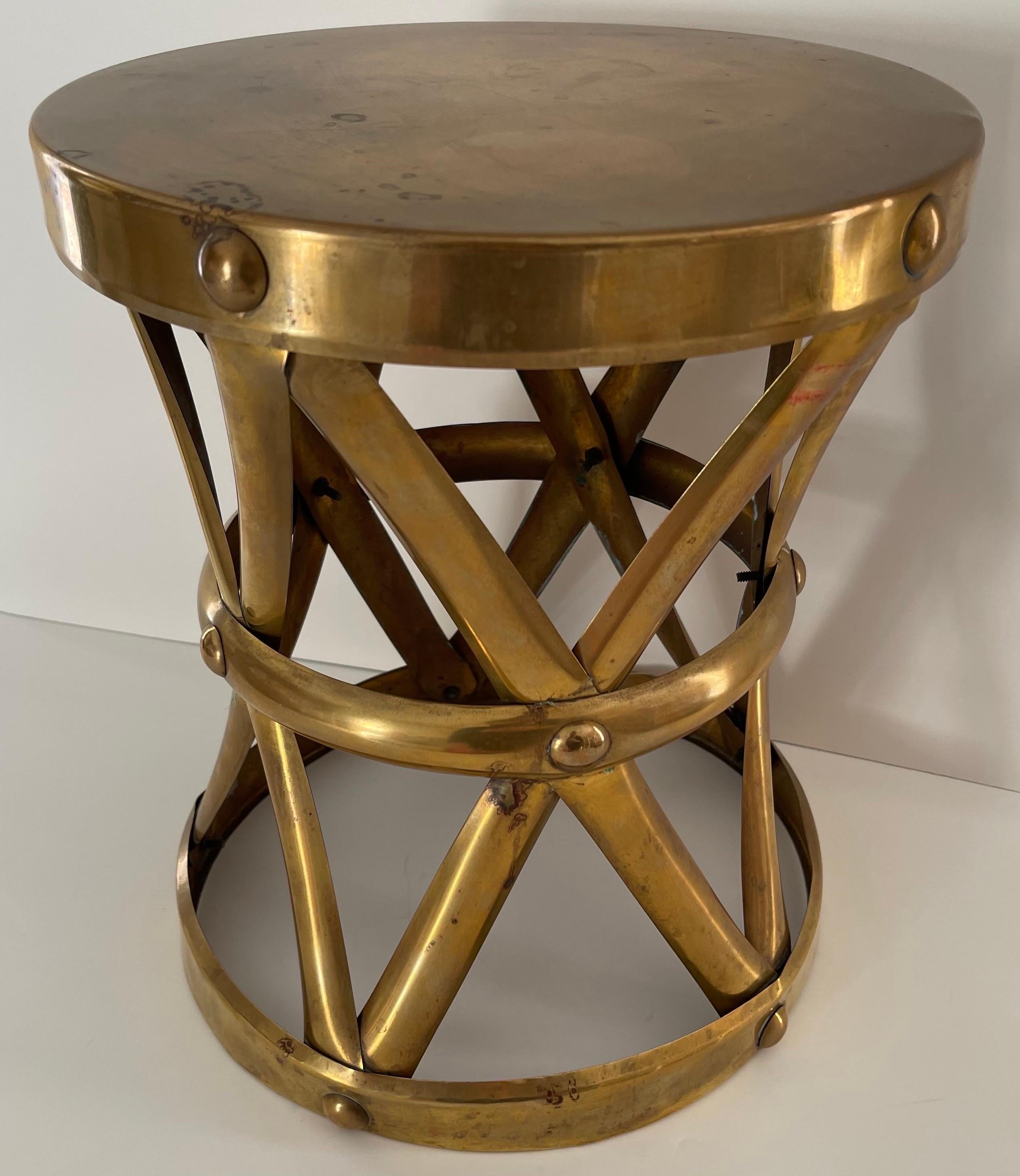 American 1970s Brass Tabouret Stool or Side Table For Sale