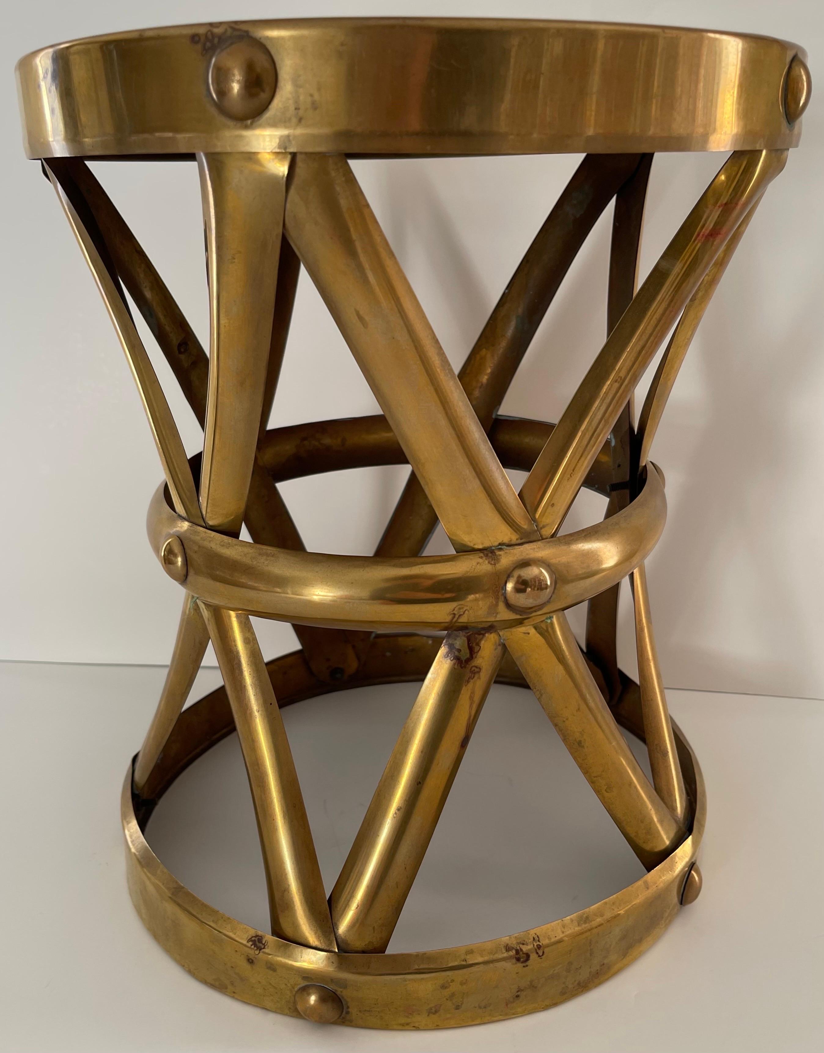 1970s Brass Tabouret Stool or Side Table In Good Condition For Sale In Stamford, CT