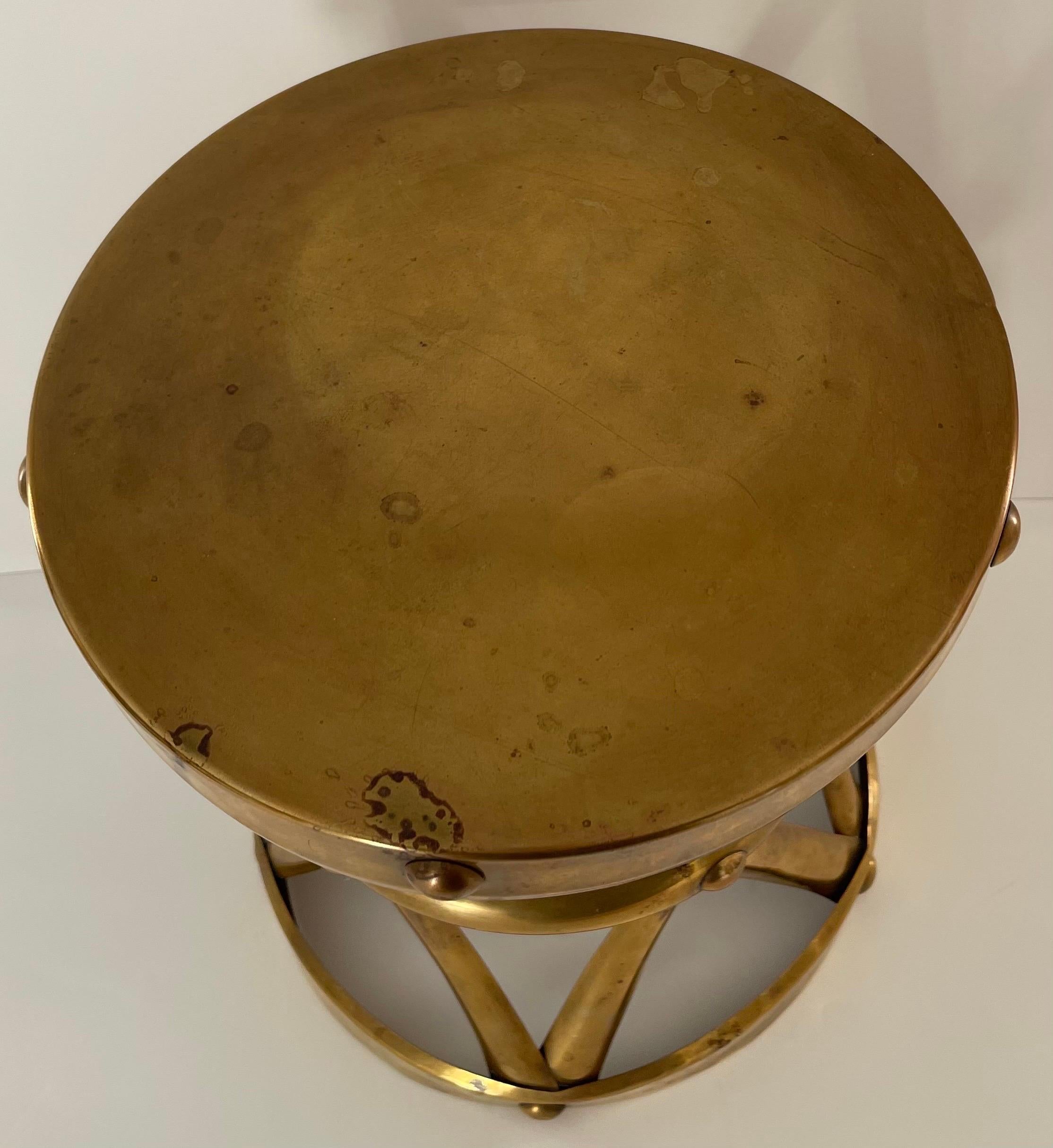 Late 20th Century 1970s Brass Tabouret Stool or Side Table For Sale