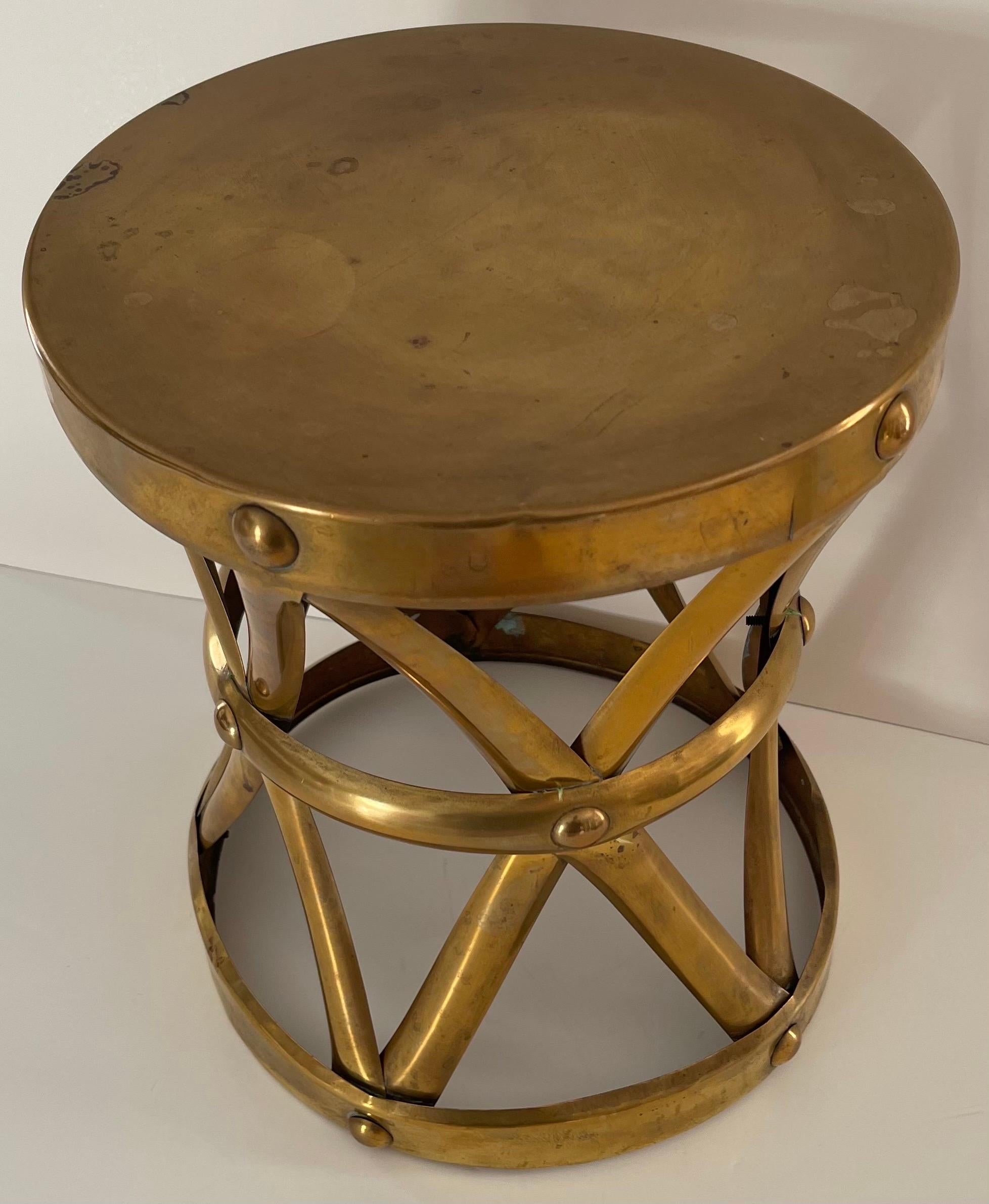 1970s Brass Tabouret Stool or Side Table For Sale 1