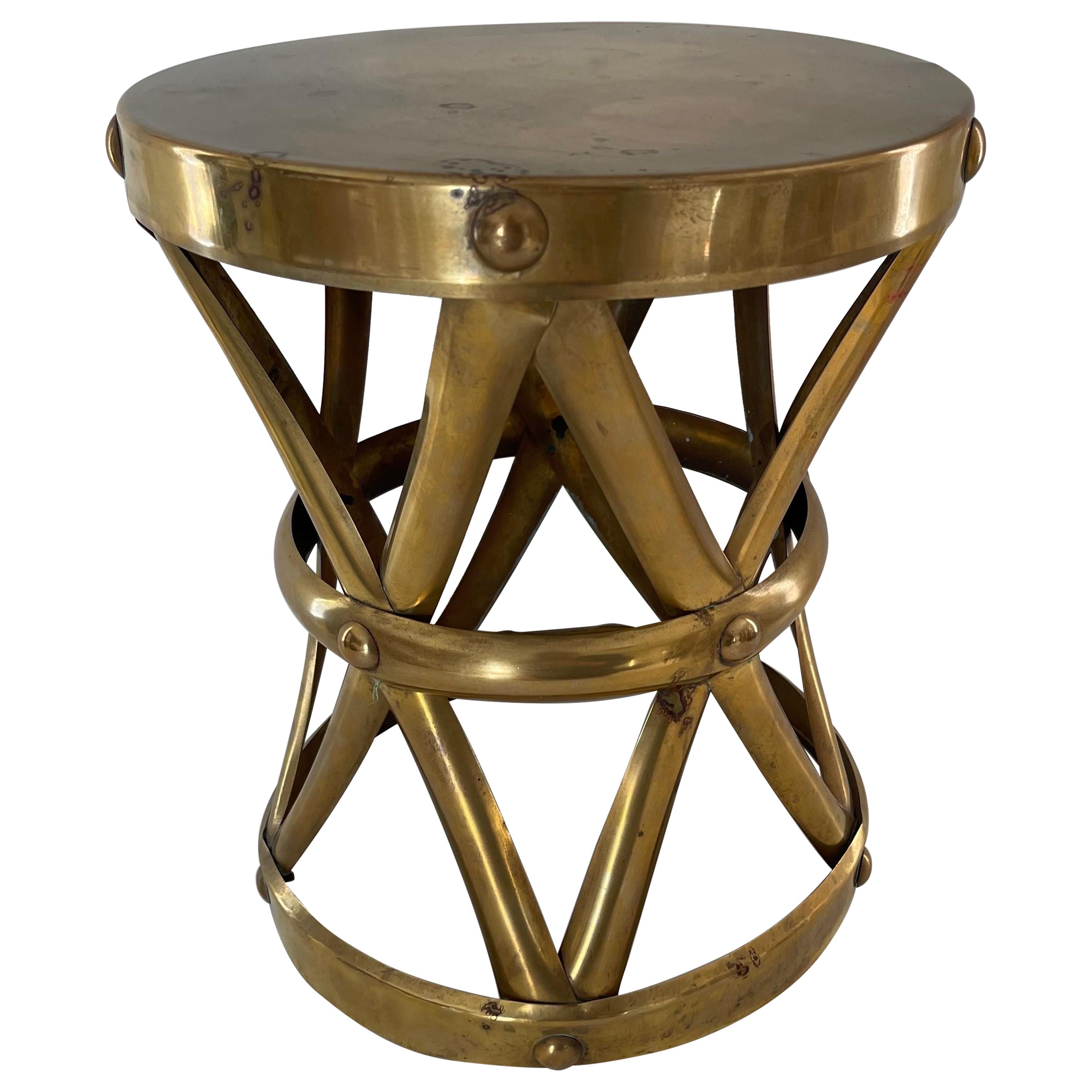 1970er Messing Tabouret Hocker oder Beistelltisch