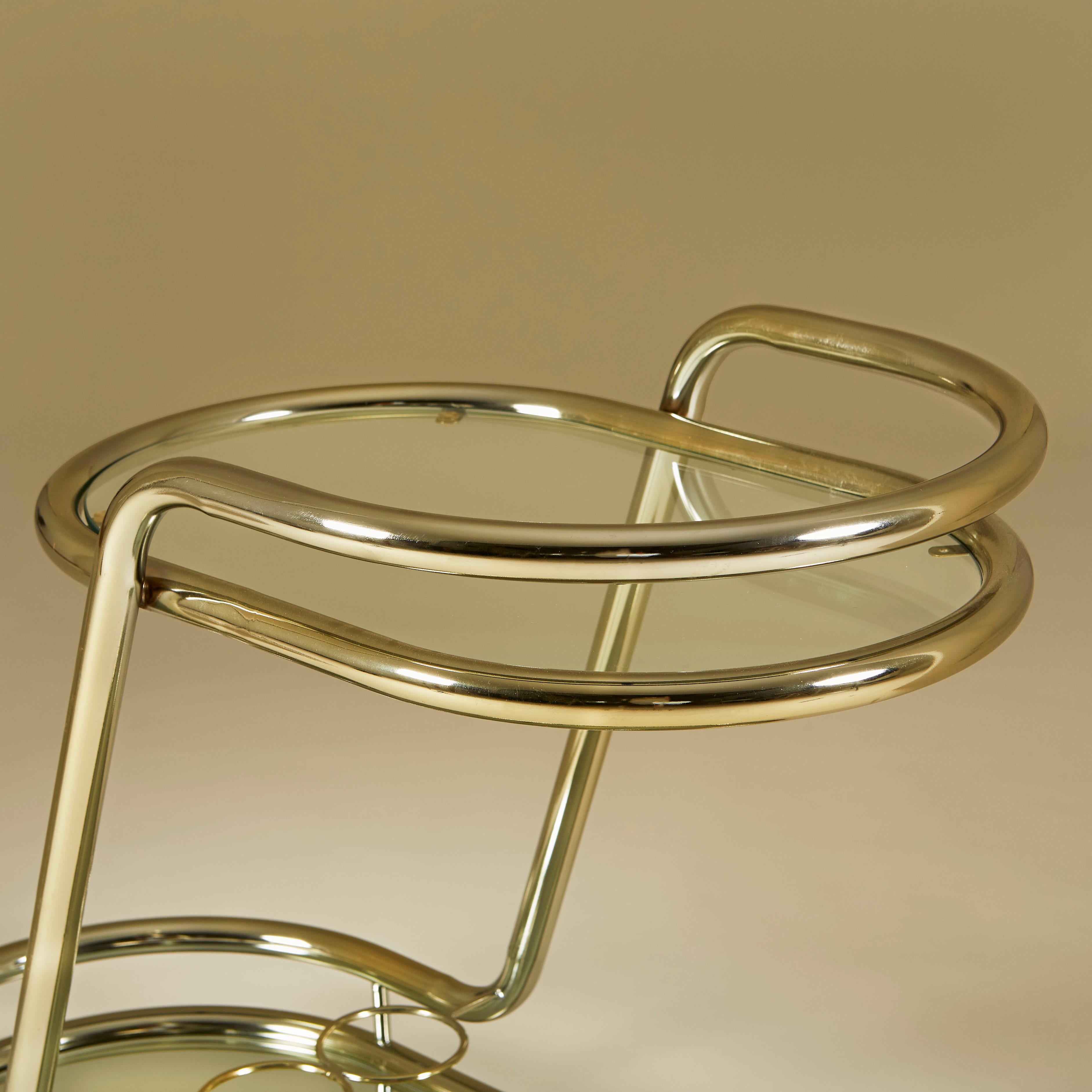 1970s Brass Tubular Drinks Trolley In Good Condition For Sale In London, GB