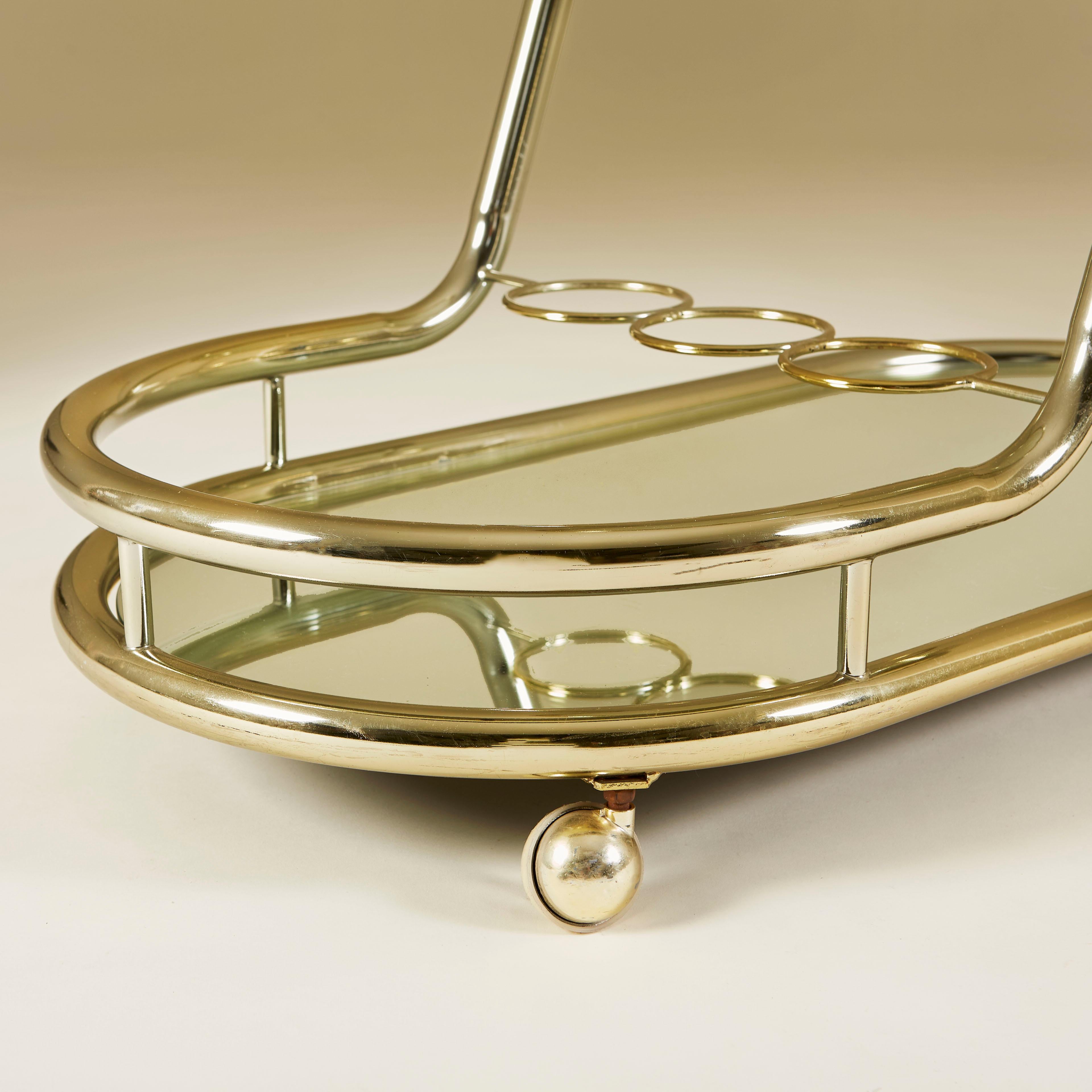 Late 20th Century 1970s Brass Tubular Drinks Trolley For Sale