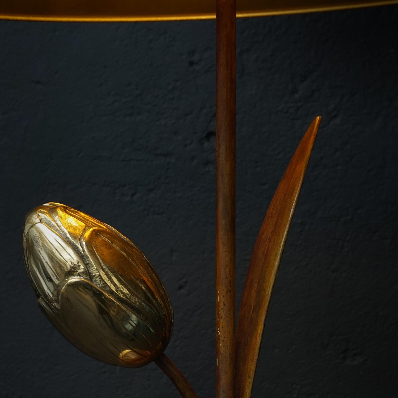 Late 20th Century 1970s Brass Tulip Table Lamp