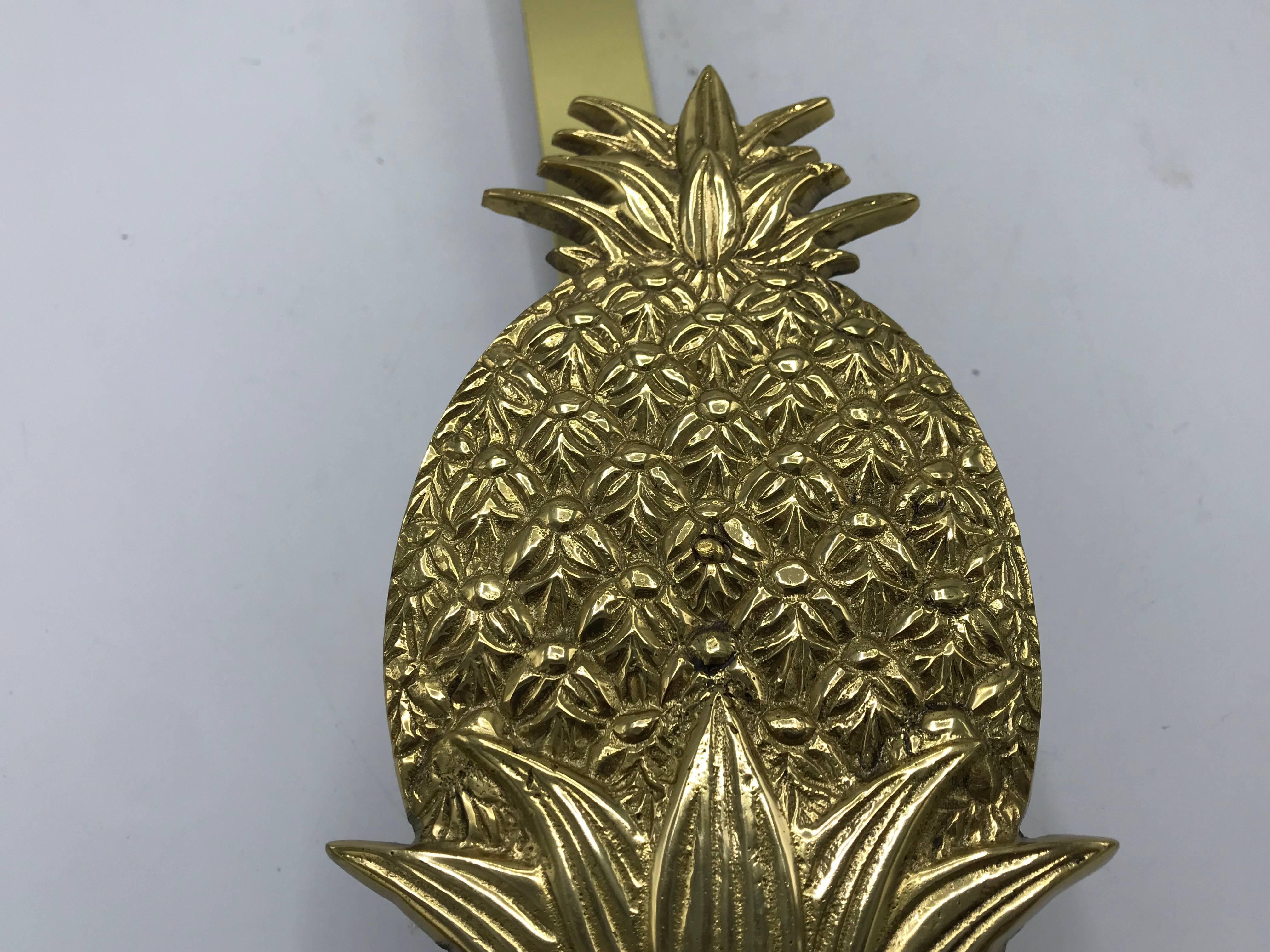 1970s Brass Wreath Hanger with Pineapple Motif In Excellent Condition In Richmond, VA