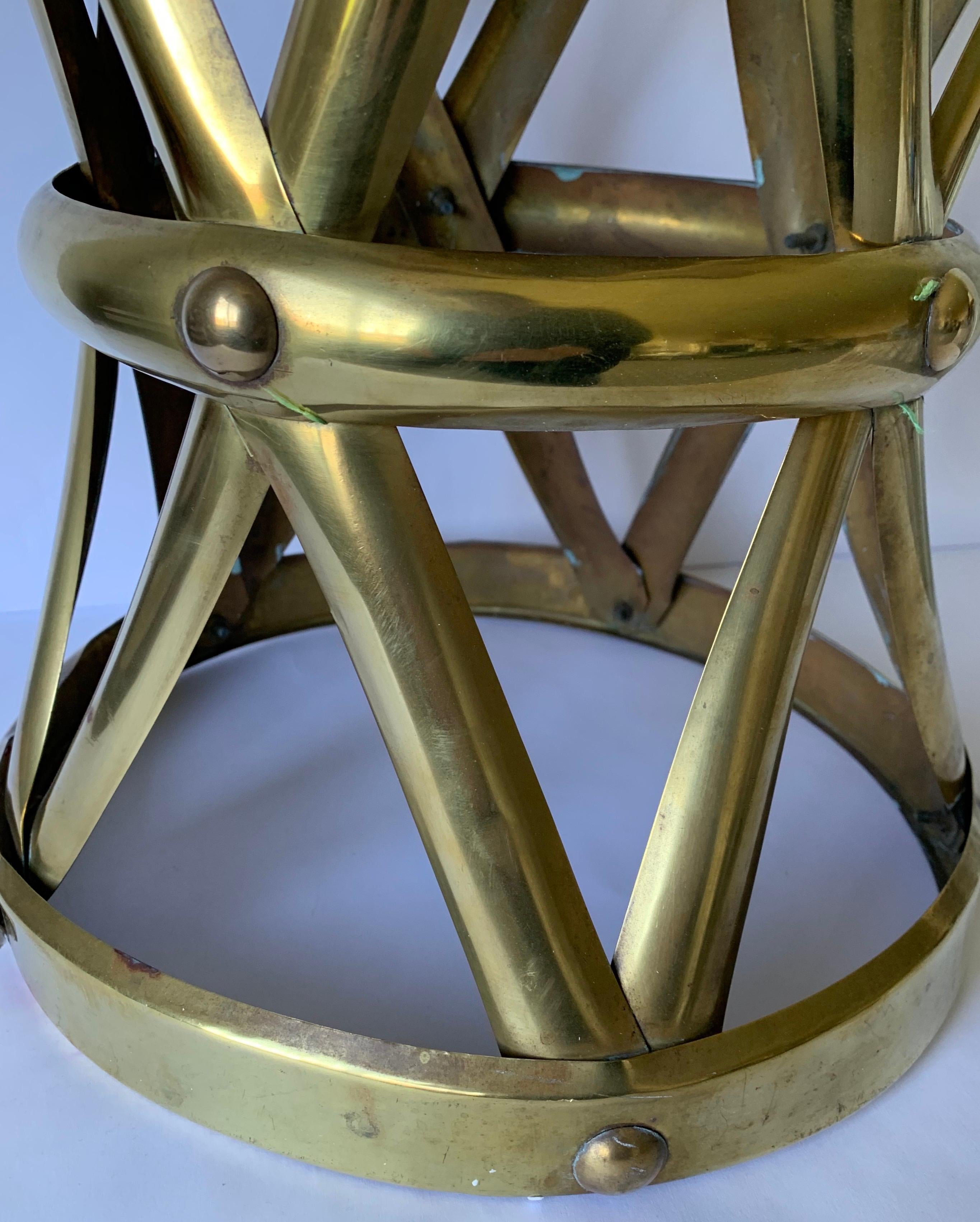 Late 20th Century 1970s Brass X-Frame Tabouret Stool