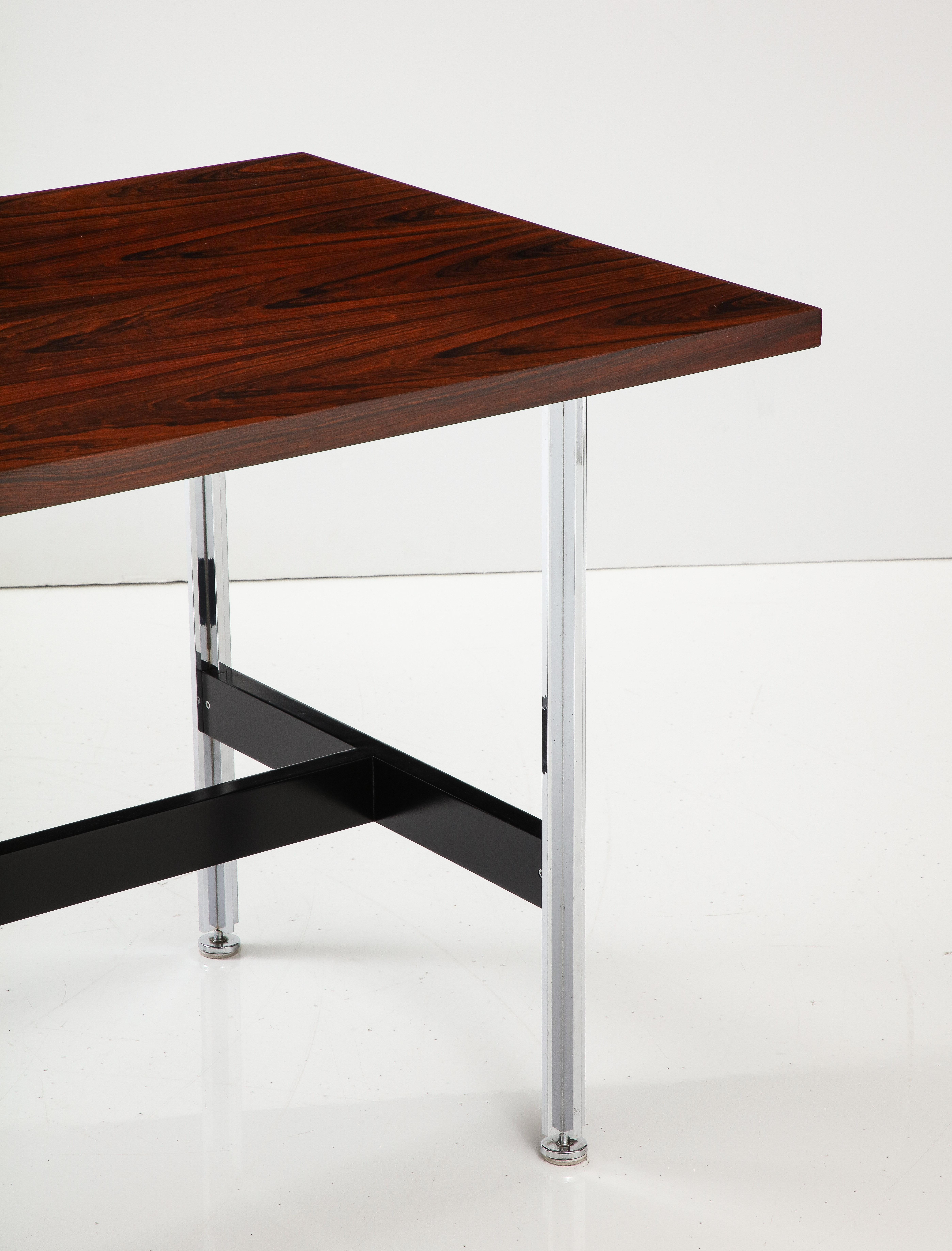 1970's Brazilian Rosewood And Steel Desk/Dining table By John Stuart For Sale 1