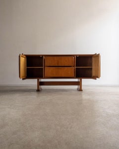 1970s Brazilian Solid Wood Sideboard with Recessed Panel Doors and Drawers
