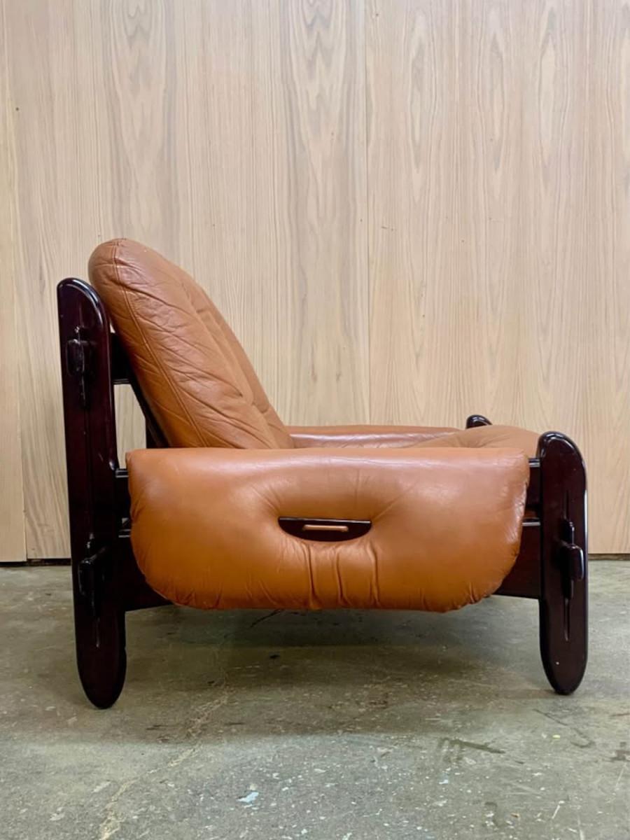 1970s Brazilian Wood and Leather Lounge Chairs by Jean Gillon 4