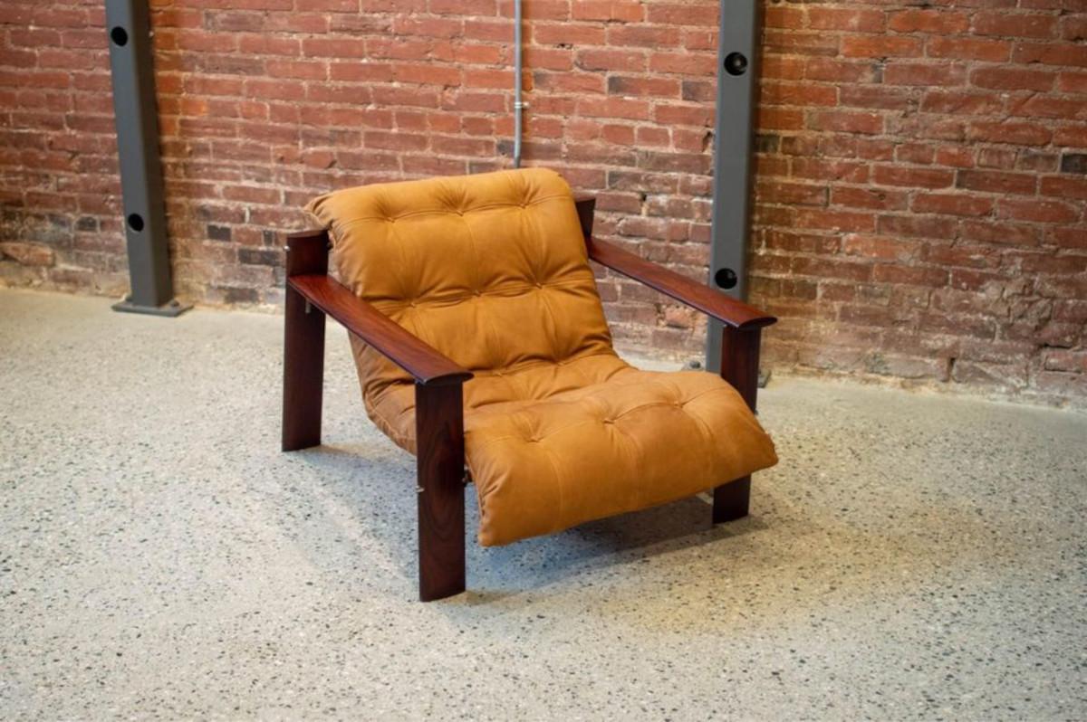 1970s Brazilian Wood and Leather MP129 Chair by Percival Lafer 3