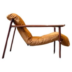 1970s Brazilian Wood and Leather MP129 Chair by Percival Lafer