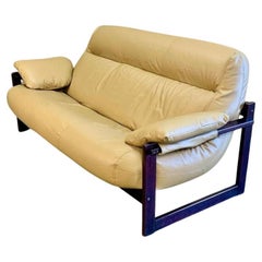 1970s Brazilian Wood and Leather Sofa by Percival Lafer