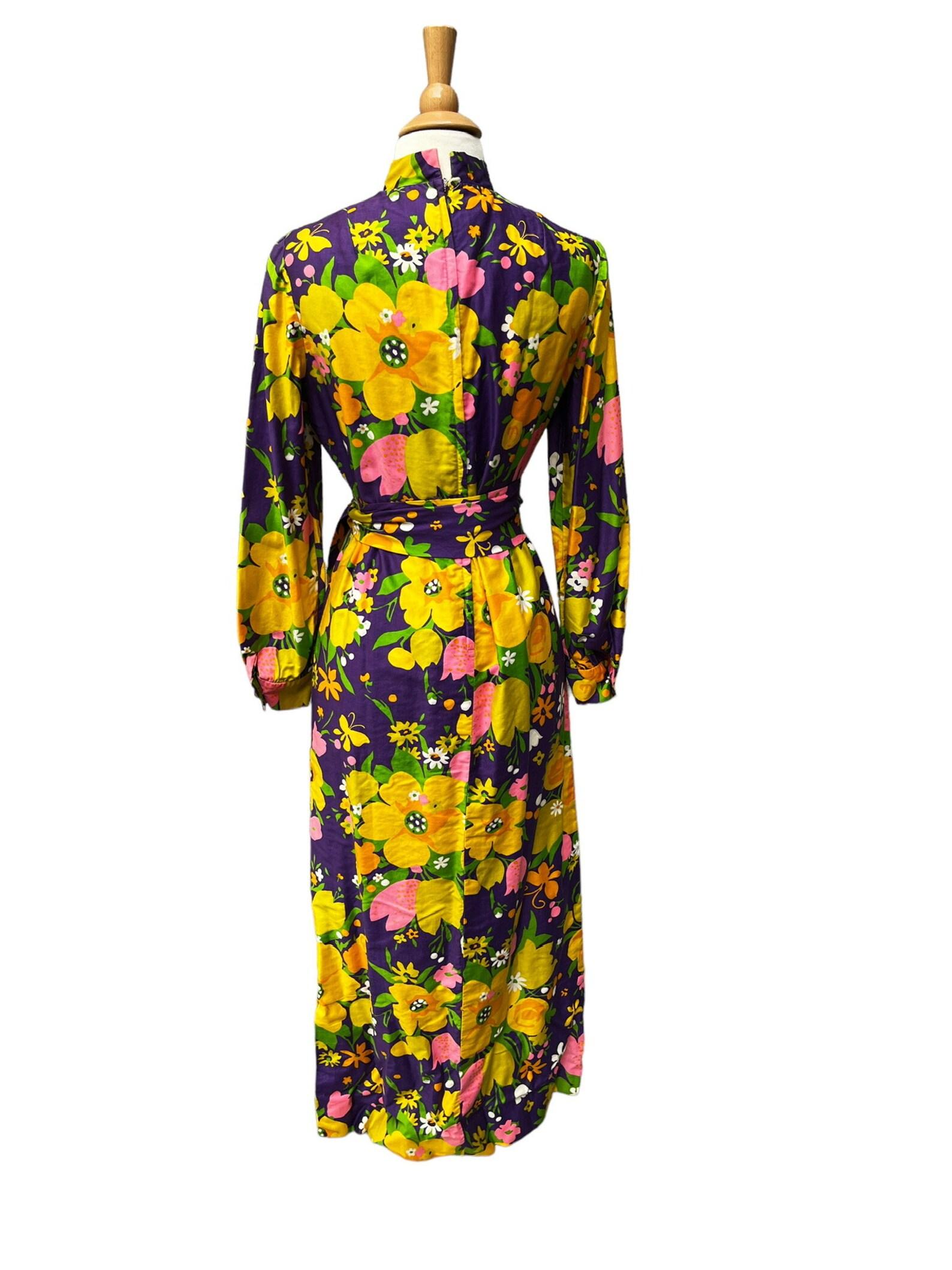 1970s Brenner Couture floral maxi dress For Sale 2