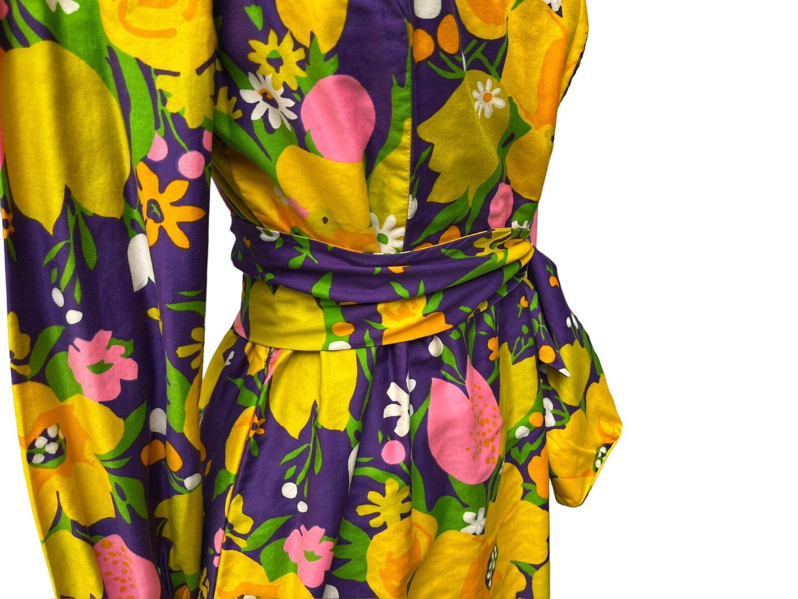 1970s Brenner Couture floral maxi dress For Sale 5