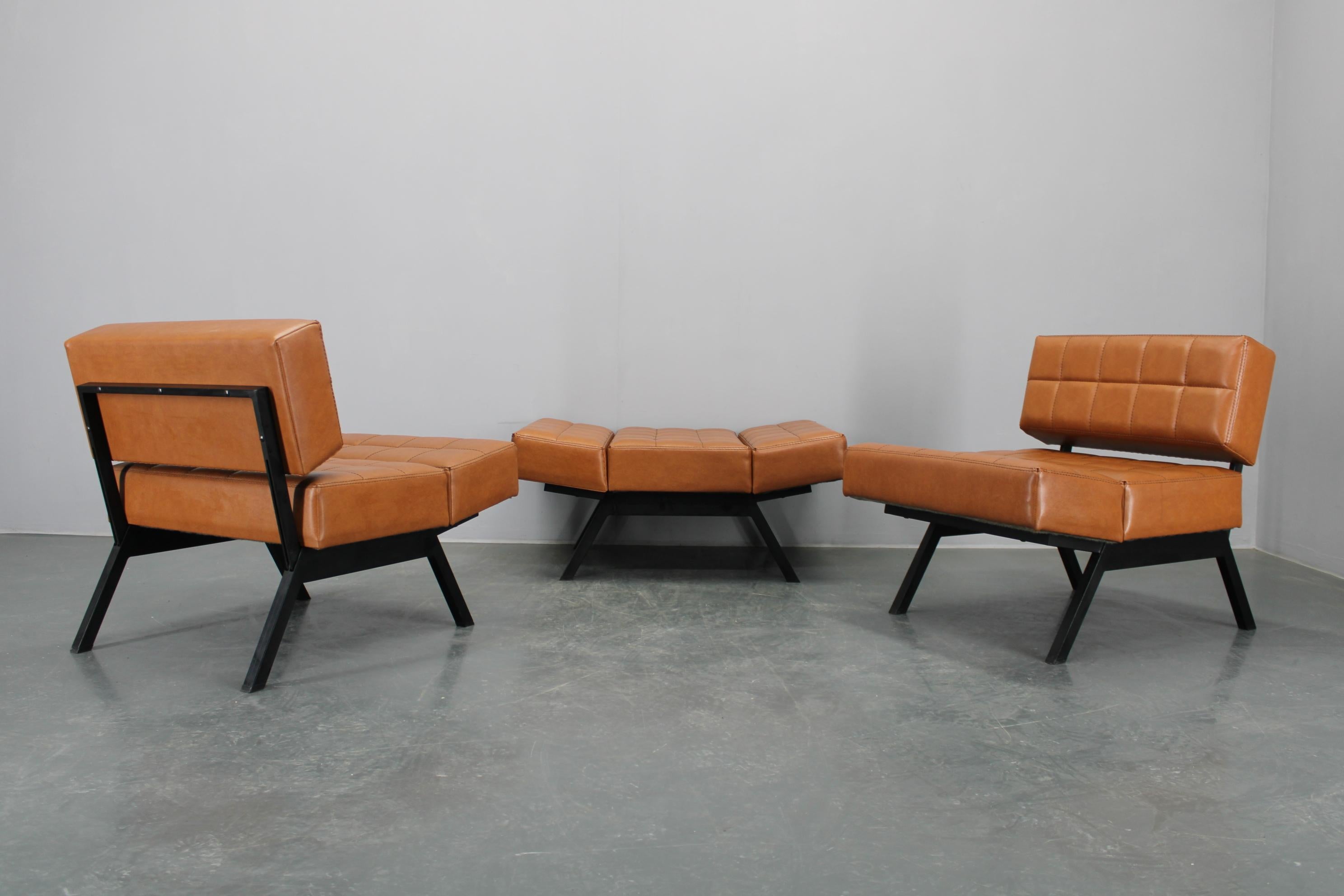 1970s Brevetti IPE Set Of Three RARE Convertible Lounge Chairs, Italy For Sale 13