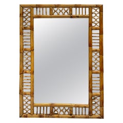 Miroir en rotin de style Brighton des années 1970