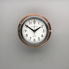 1970s British Bronze and Chrome AC GMT Co. Industrial Wall Clock White Dial