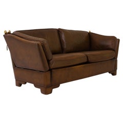 1970s British Leather Loveseat