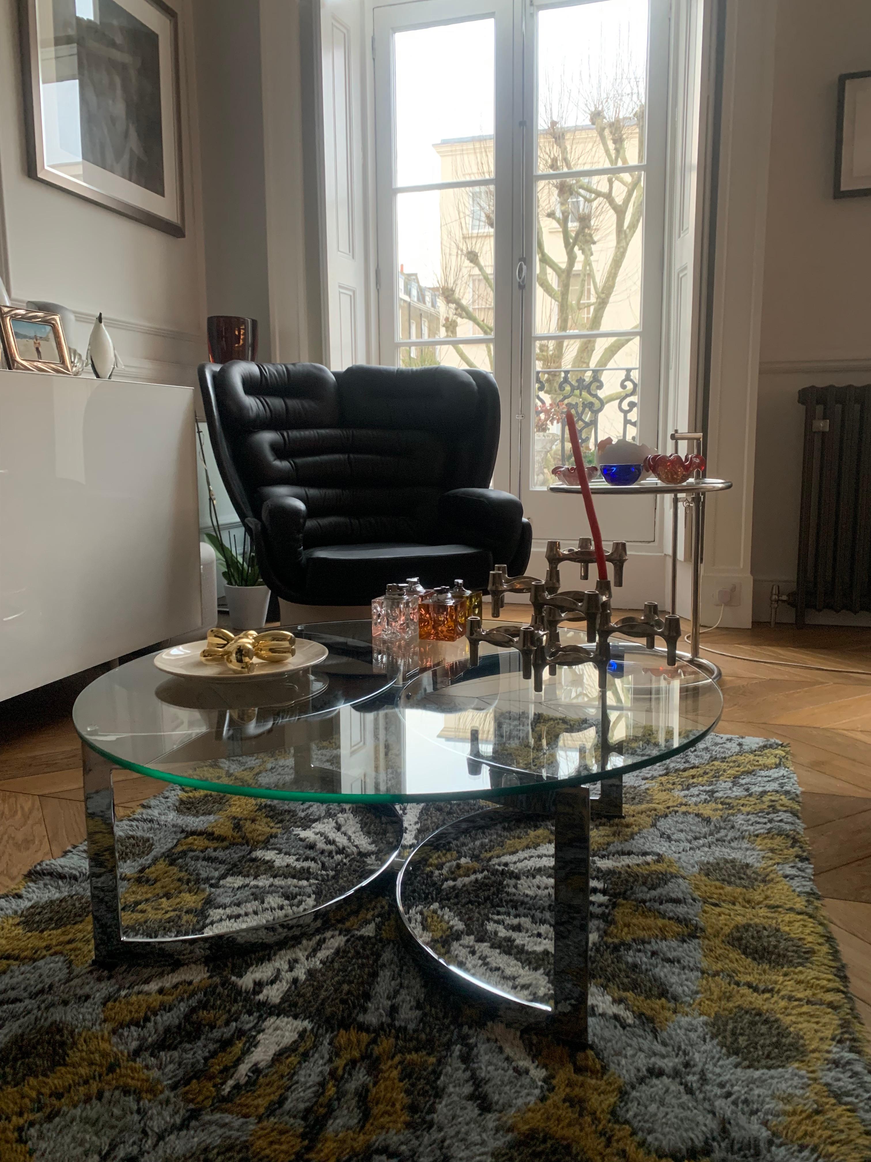 1970s British Made Merrow Associates Round Glass & Chromed Metal Coffee Table 8