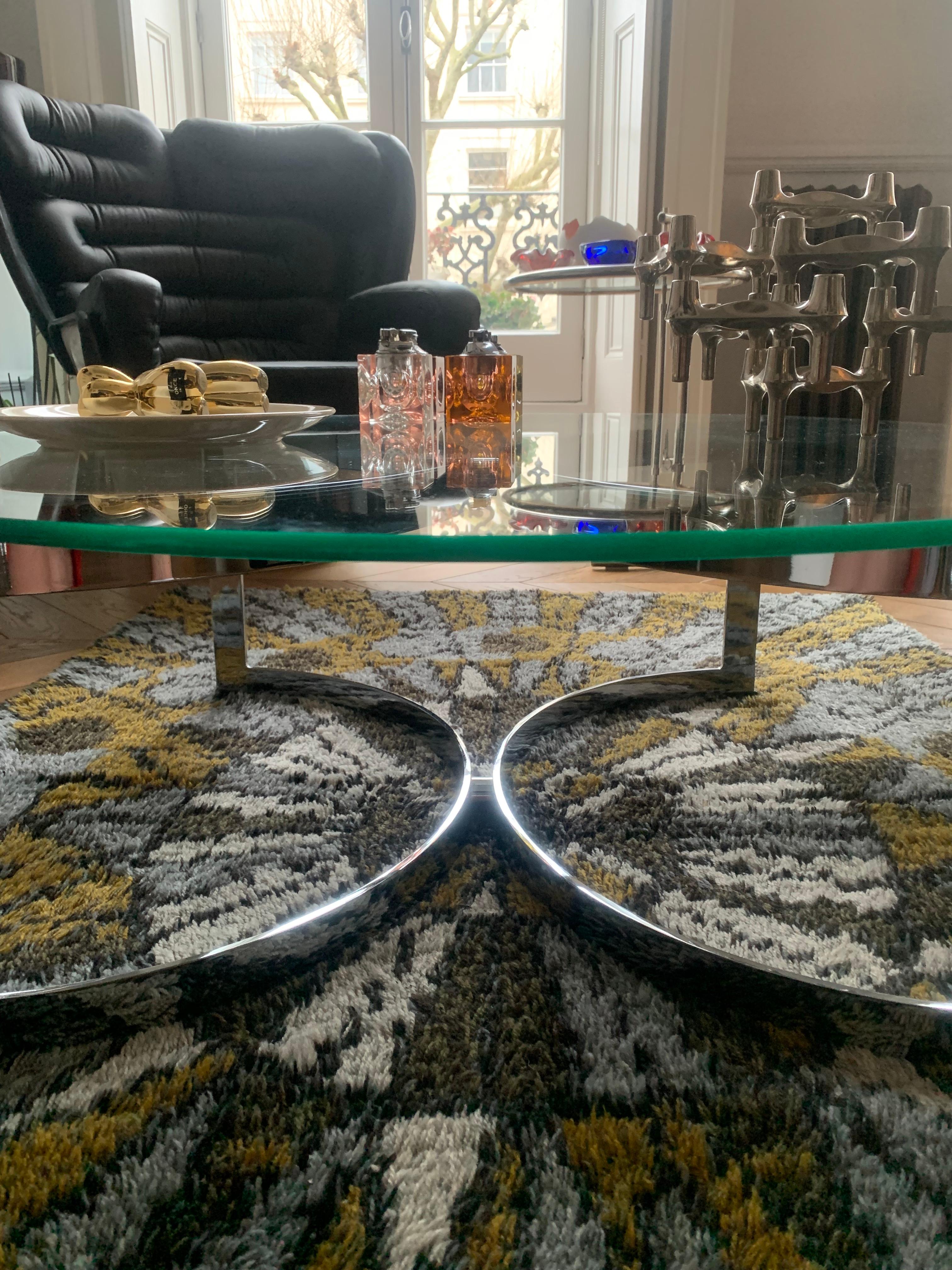 1970s British Made Merrow Associates Round Glass & Chromed Metal Coffee Table 13