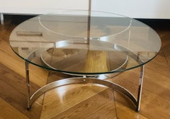 1970s British Made Merrow Associates Round Glass & Chromed Metal Coffee Table