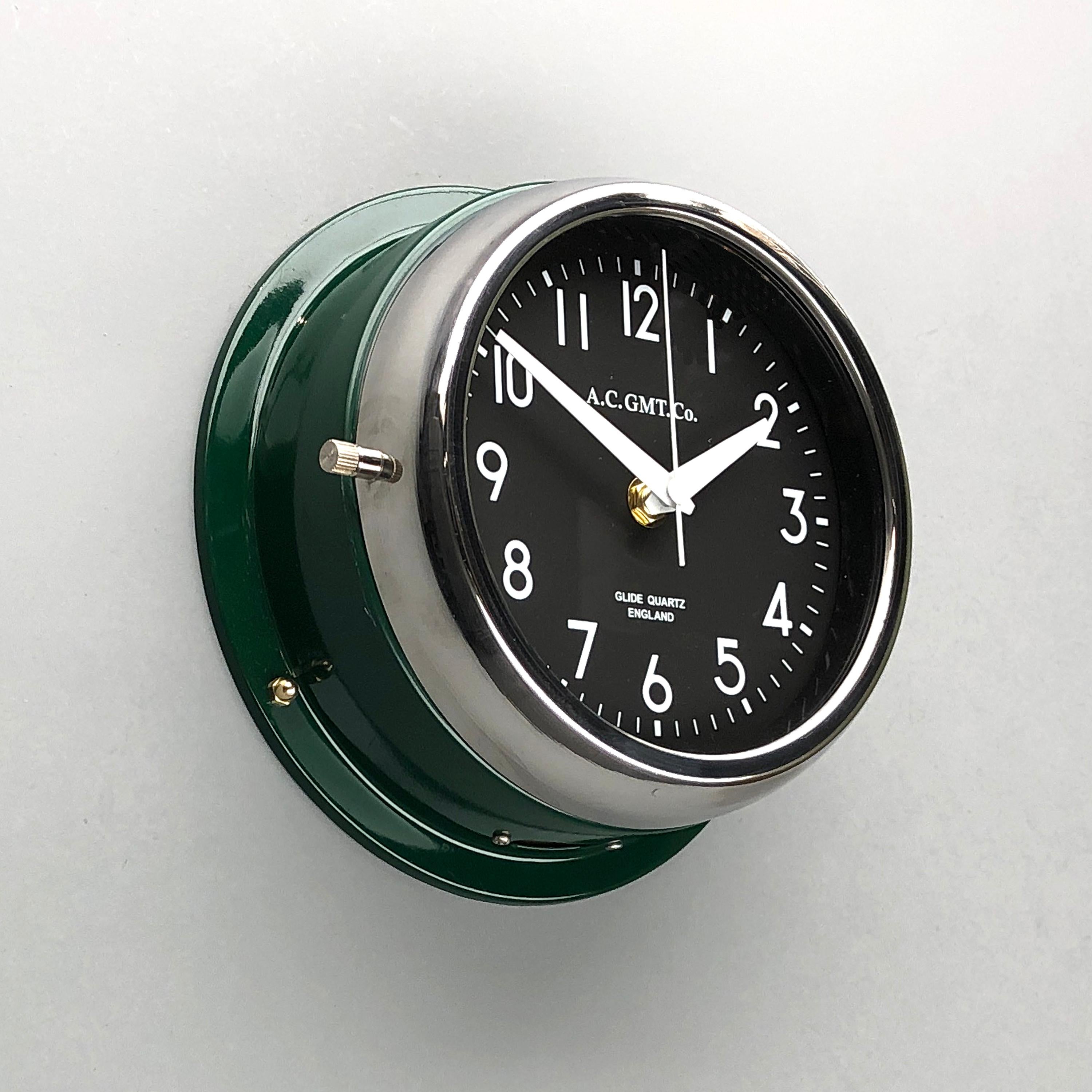 Rescued from industrial scrap yards and brought back to life in our UK workshop, our expert process allows us to create a high quality clock of luxury standards. 
At A.C GMT Co. we apply new paint finishes or lustrous copper and bronze to the clock