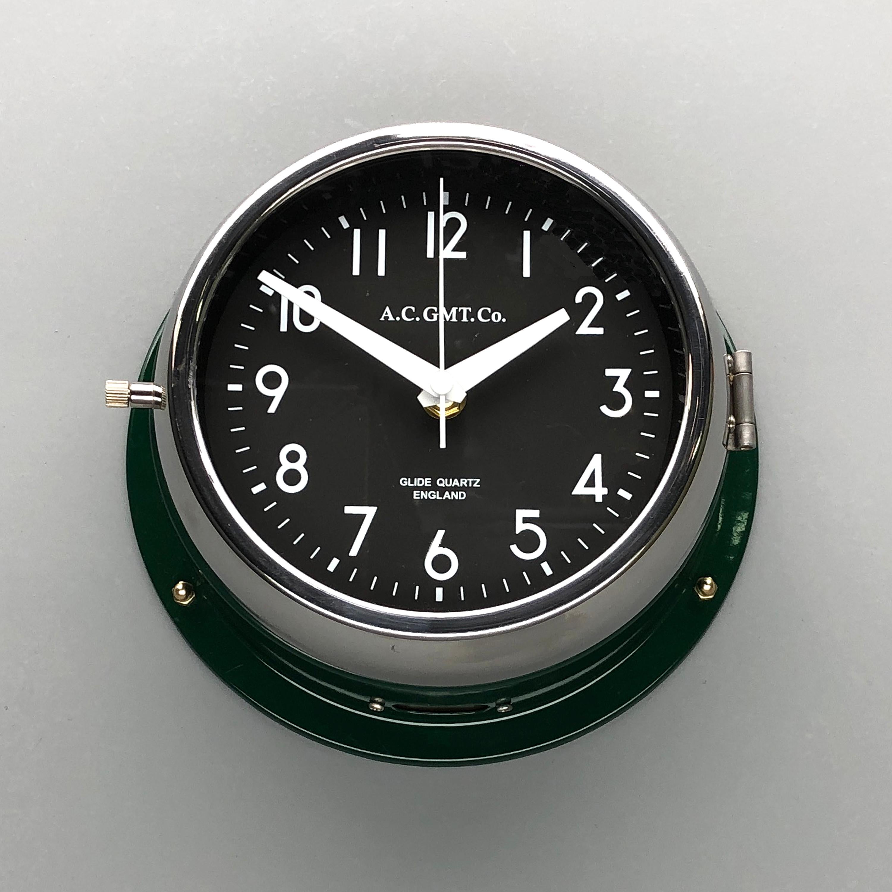 Rescued from industrial scrap yards and brought back to life in our UK workshop, our expert process allows us to create a high quality clock of luxury standards. 
At A.C GMT Co. we apply new paint finishes or lustrous copper and bronze to the clock