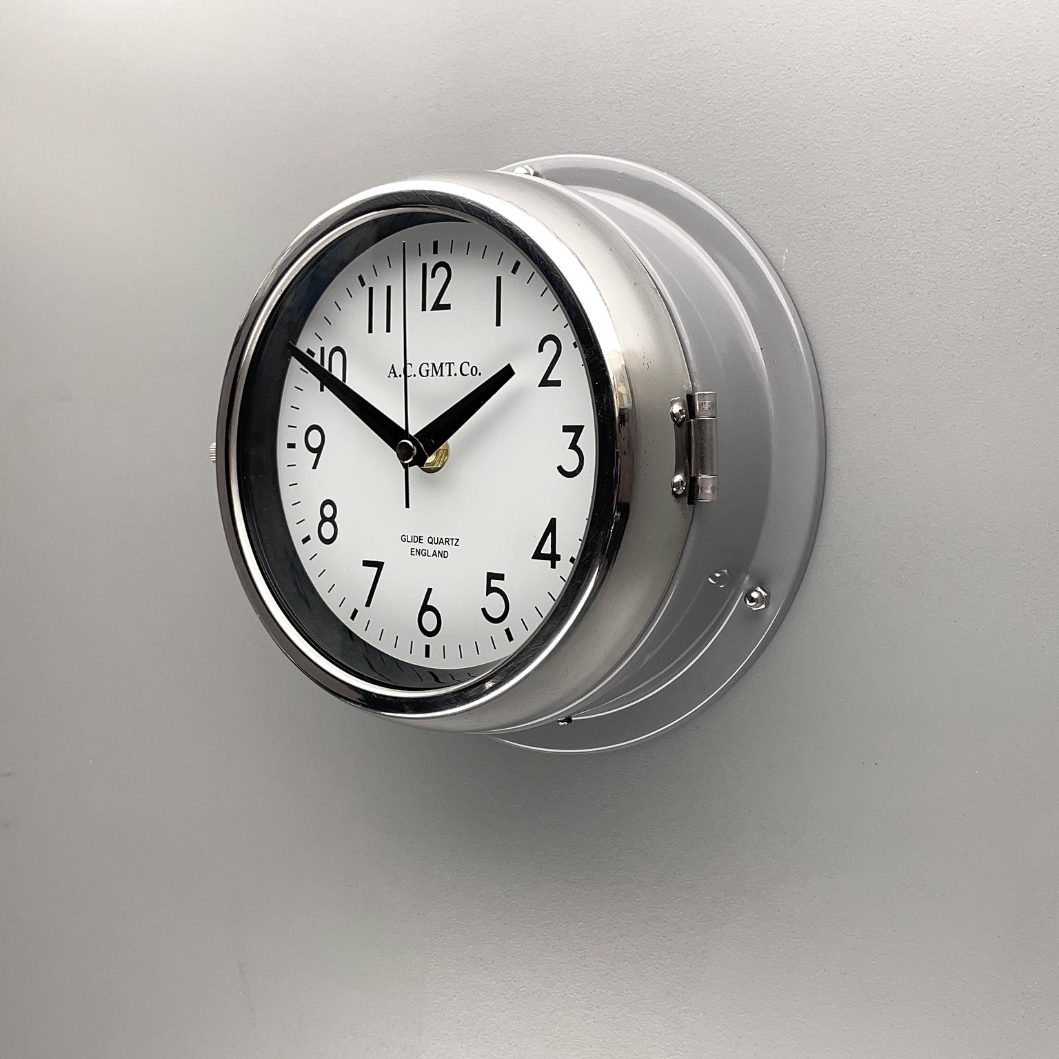 1970's British Ultimate Gray /Monochrome AC GMT Co. Classic Quartz Wall Clock 4