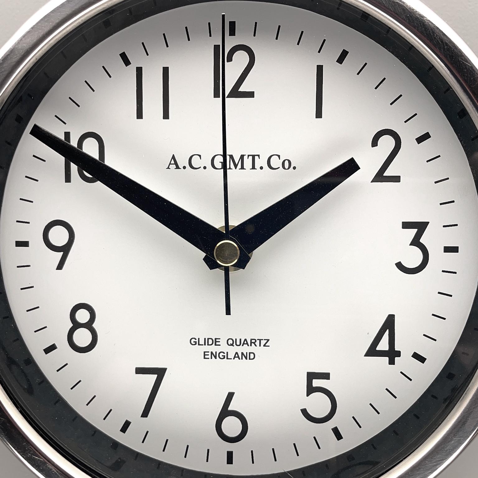 1970's British Ultimate Gray /Monochrome AC GMT Co. Classic Quartz Wall Clock 5