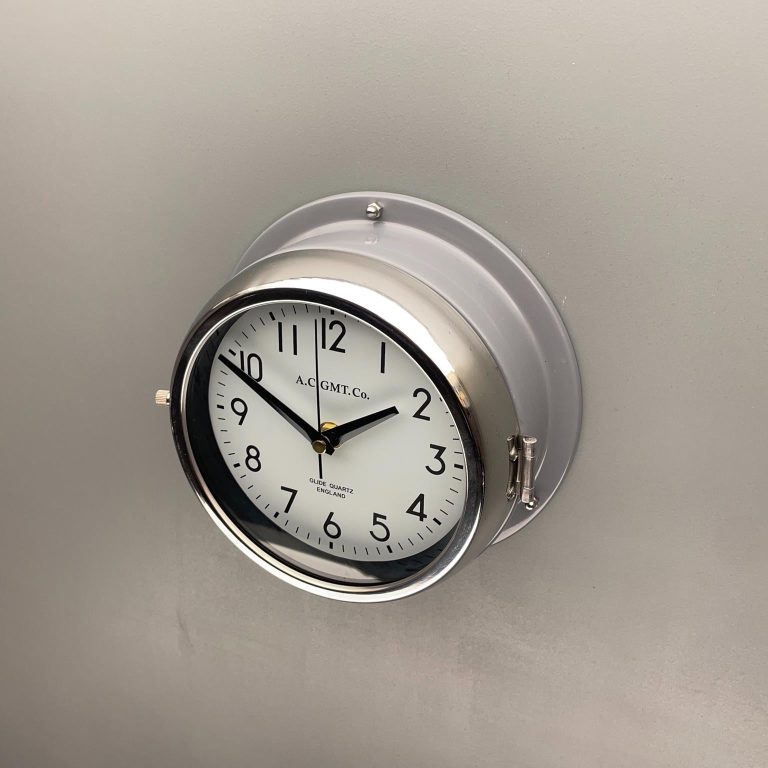 1970's British Ultimate Gray /Monochrome AC GMT Co. Classic Quartz Wall Clock 10