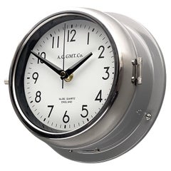 Used 1970's British Ultimate Gray /Monochrome AC GMT Co. Classic Quartz Wall Clock