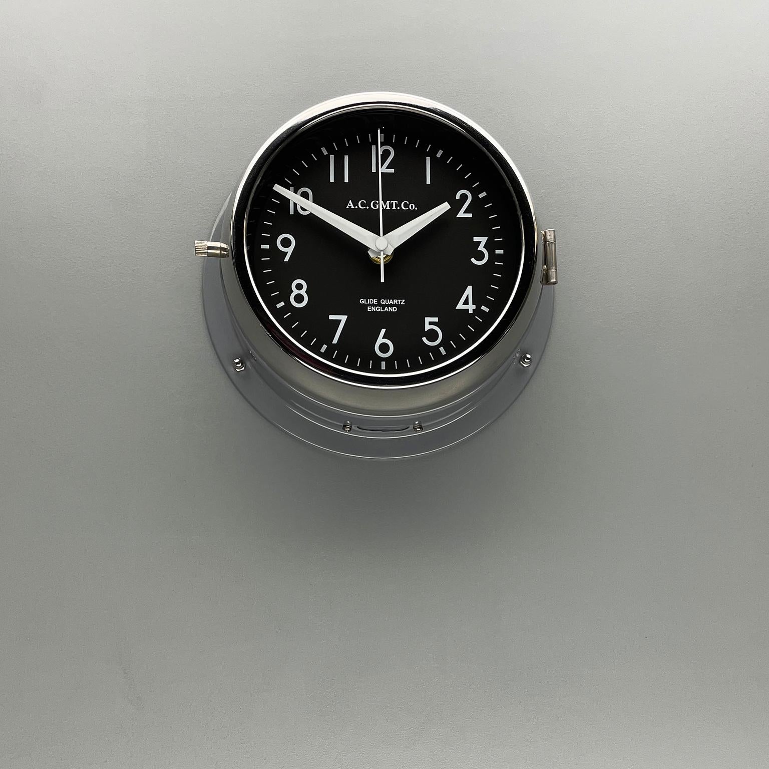 1970's British Ultimate Gray /Monochrome Black AC GMT Co. Classic Wall Clock 8