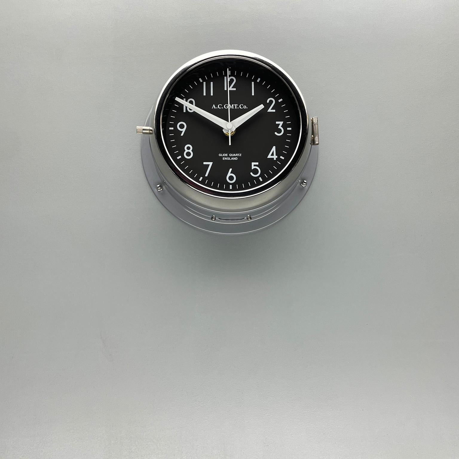 1970's British Ultimate Gray /Monochrome Black AC GMT Co. Classic Wall Clock 9