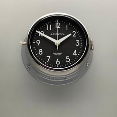 1970's British Ultimate Gray /Monochrome Black AC GMT Co. Classic Wall Clock