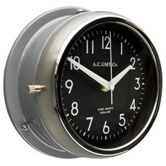 Retro 1970's British Ultimate Gray /Monochrome Black AC GMT Co. Classic Wall Clock