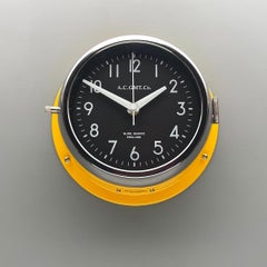 1970s British Yellow Illumination AC GMT Co. Classic Quartz Wall Clock