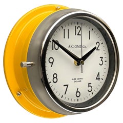 1970's British Yellow Illumination & White AC GMT Co. Classic Quartz Wall Clock