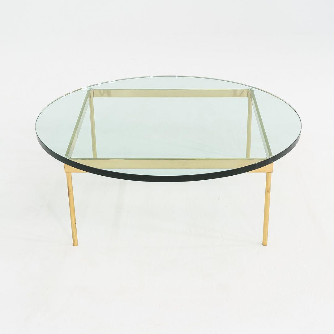 1970s Bronze and Glass Round Coffee Table Attributed to Ward Bennett 42 inch For Sale 4