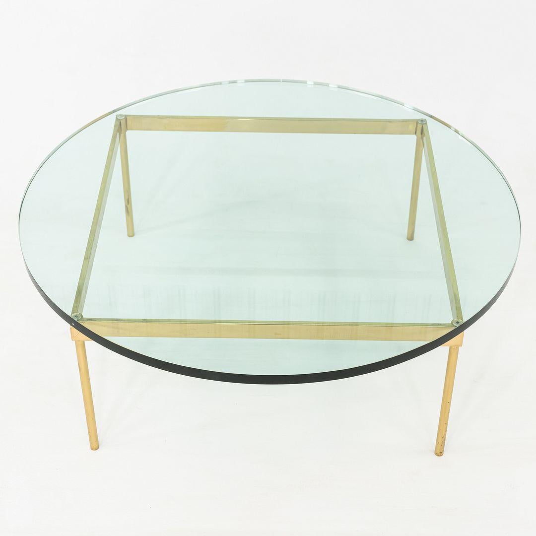 1970s Bronze and Glass Round Coffee Table Attributed to Ward Bennett 42 inch For Sale 5