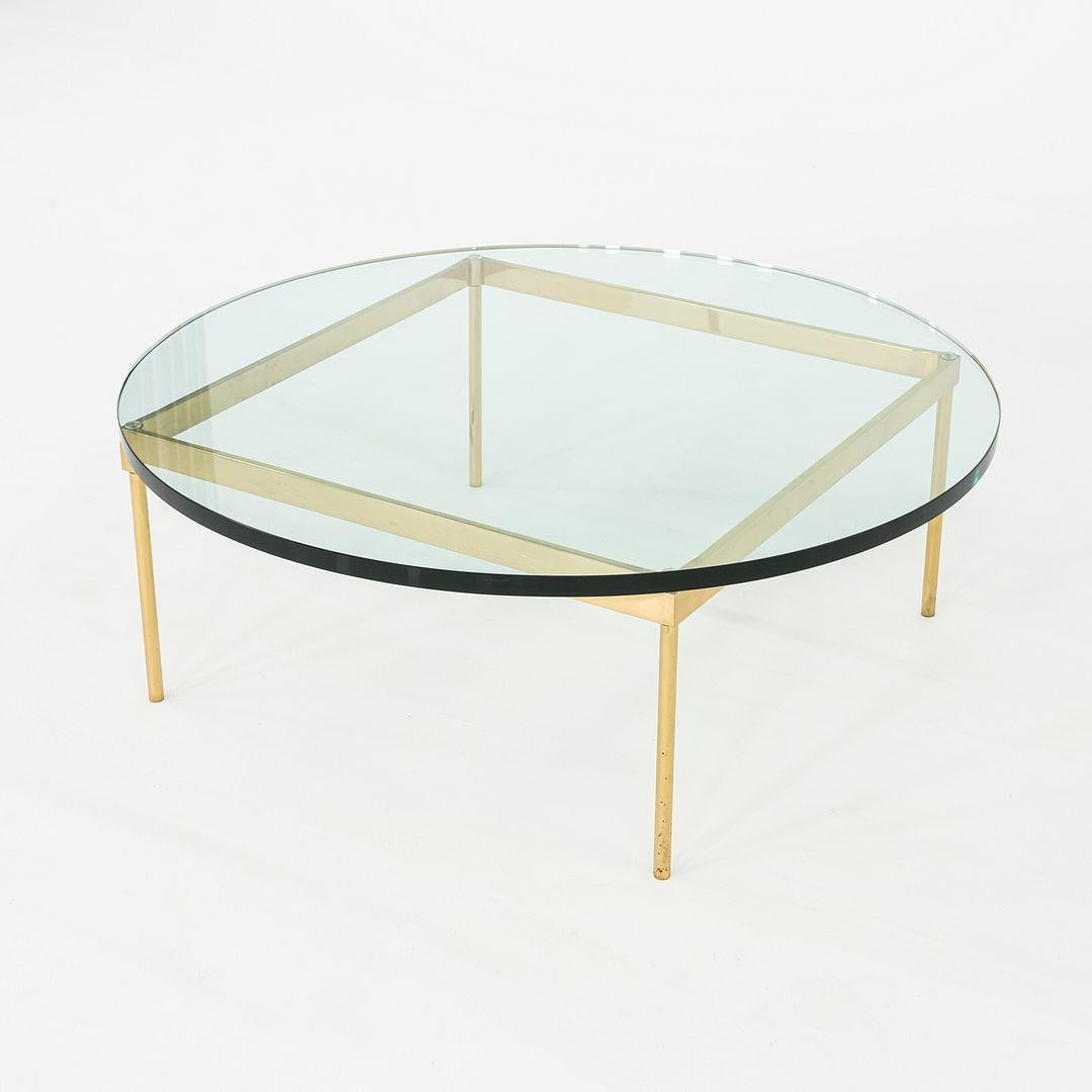 Modern 1970s Bronze and Glass Round Coffee Table Attributed to Ward Bennett 42 inch For Sale