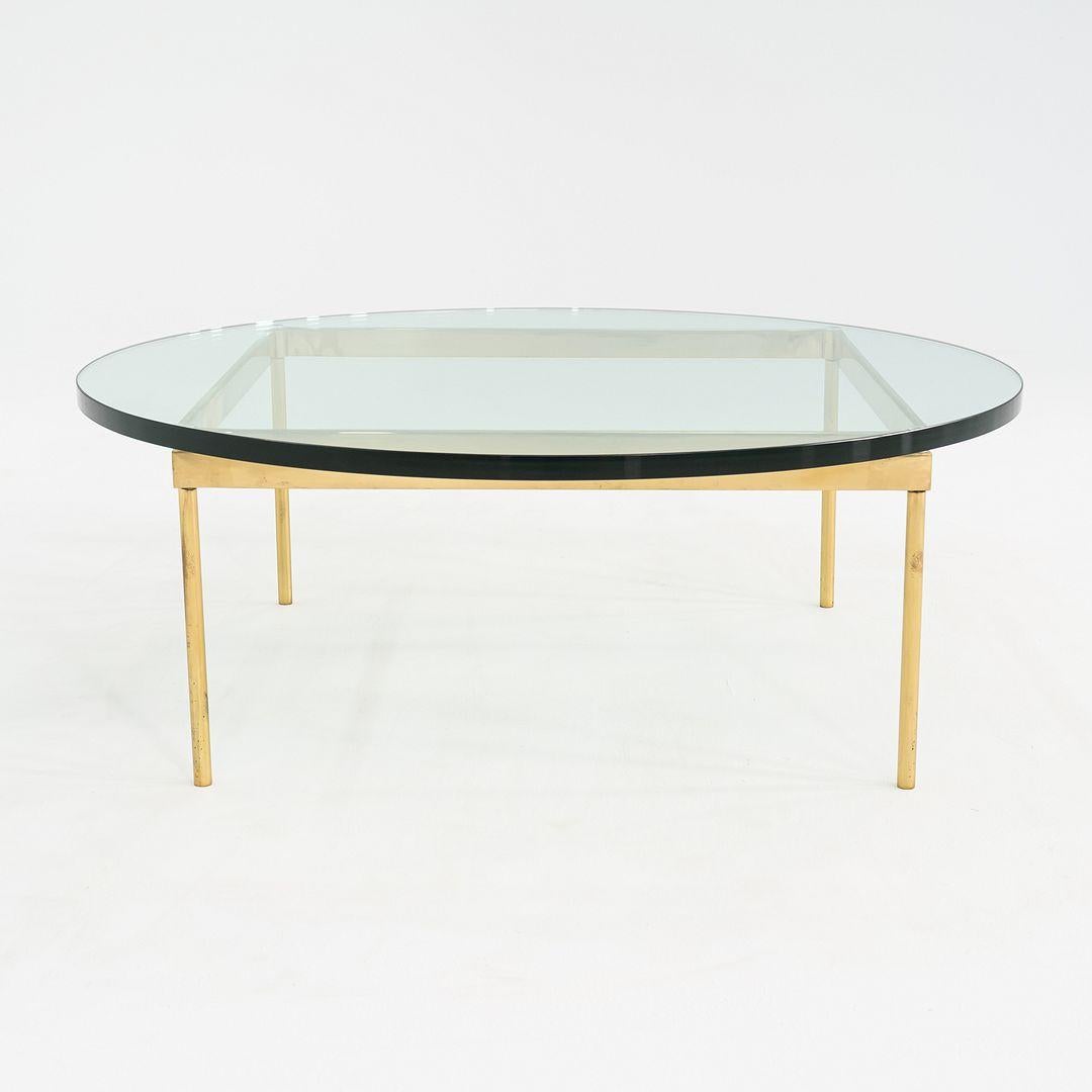 Late 20th Century 1970s Bronze and Glass Round Coffee Table Attributed to Ward Bennett 42 inch For Sale