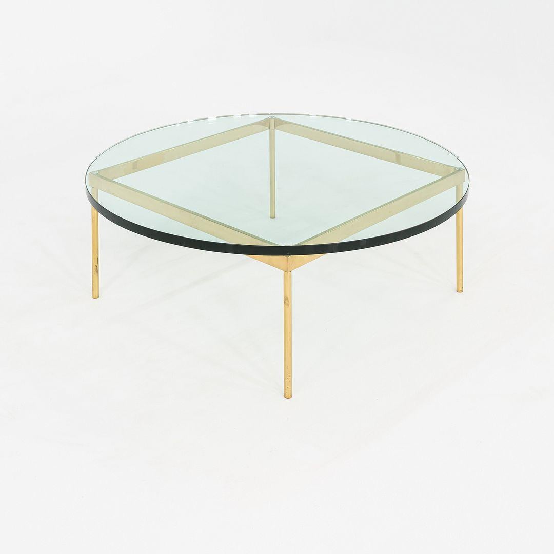 1970s Bronze and Glass Round Coffee Table Attributed to Ward Bennett 42 inch For Sale 1